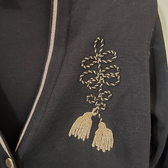 Vintage Talbots Black Wool Cardigan Sweater
Gold Trim Sz small Made in Italy - Picture 2 of 6